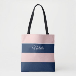 Bolsa Tote Navy Azul e Rosa Personalizado com Estilo