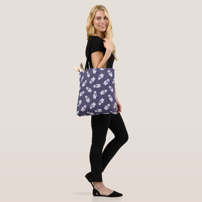 Bolsa Tote Navy blue cute snow polar bear pattern (No(a) Modelo)