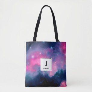 Bolsa Tote Nebulosa da galáxia & abstrato cor-de-rosa & azui