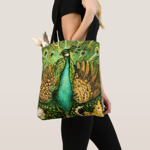 Bolsa Tote Neerlandês Art Nouveau Peacock e Galinhas