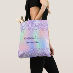 Bolsa Tote Negócios de nomes holográficos de lavanda violeta
