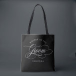 Bolsa Tote Negra caligrafia moderna Mãe da Noiva<br><div class="desc">Uma mãe eterno e elegante da bolsa de presentes da noiva,  com um roteiro de caligrafia refinado em um passado clássico,  perfeito para uma celebração formal e sofisticada de casamento. Para personalização ou outros produtos com este design,  por favor,  sinta-se à vontade para entrar em contato comigo.</div>