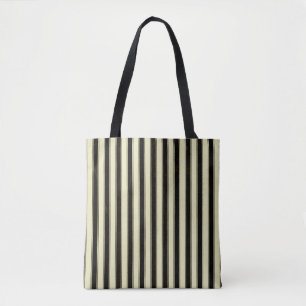 Bolsa Tote Negra e Creme Pinstripe Casamento Elegante
