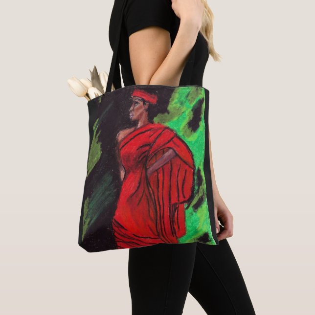 BOLSA TOTE NEGRO MULHER EM VERMELHO (Close Up)