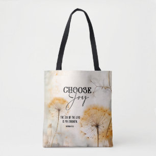 Bolsa Tote Nehemiah 8:10 Alegria do Senhor Bíblia Dandelion