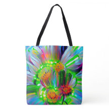 Neon Abstrato Daisies com cores vívidas