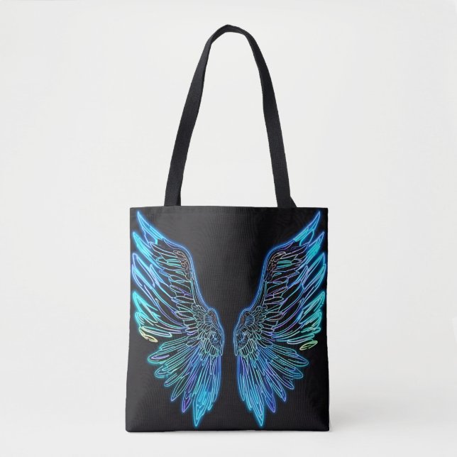 Bolsa Tote Neon Black and Blue Angel Wings (Frente)
