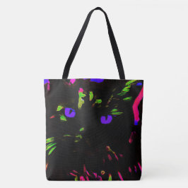 Bolsa Tote Neon Black Cat com olhos brilhantes