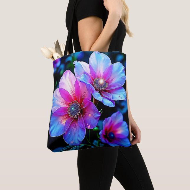 Bolsa Tote Neon Bloom Flower Magic Design (Close Up)