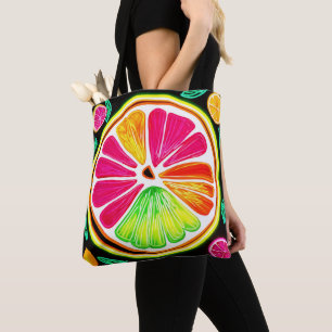 Bolsa Tote Neon Citrus Fruta Fiesta