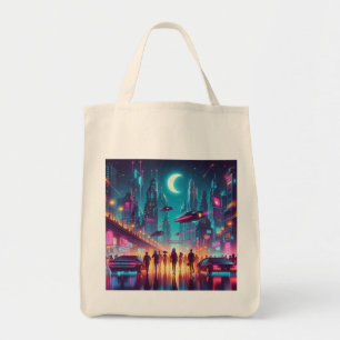 Bolsa Tote Neon Cityscape