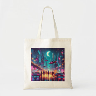 Bolsa Tote Neon Cityscape