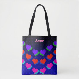 Bolsa Tote Neon Colorful Hearts Pattern Love Design