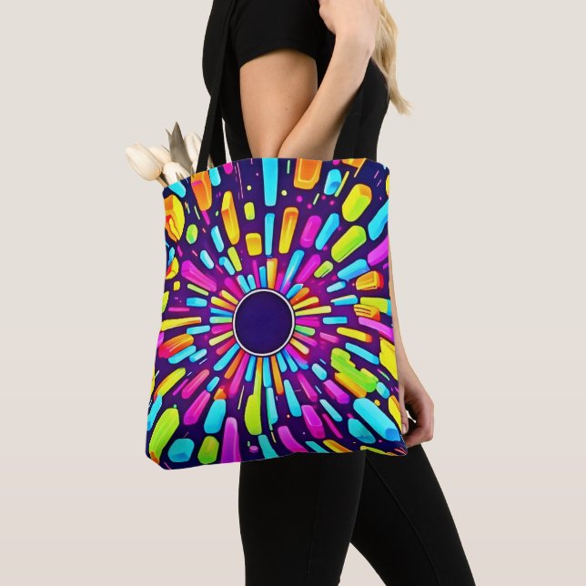 Bolsa Tote Neon Dreamscape: Uma Viagem Psicodélica (Close Up)