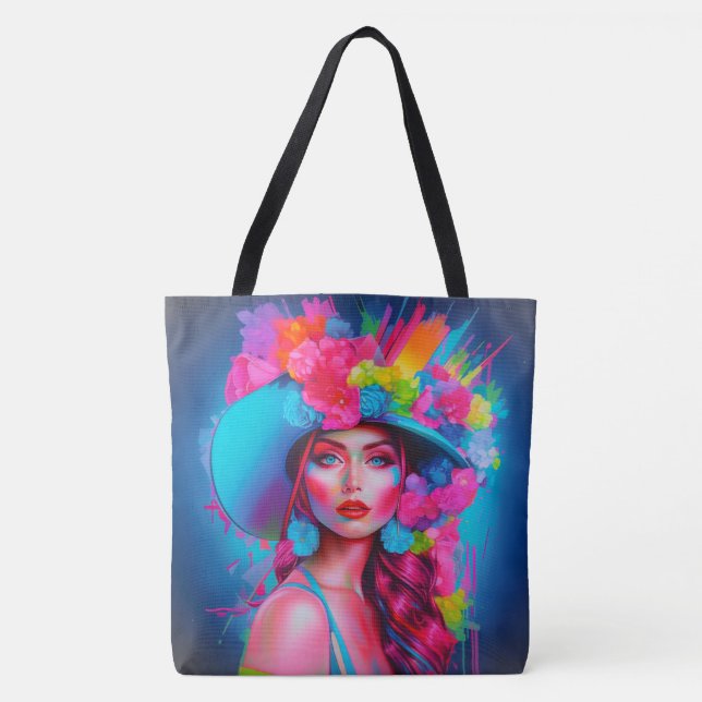 Bolsa Tote Neon Fantasy Floral Retrato (Frente)