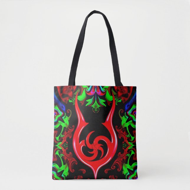 Bolsa Tote Neon Flame Mandala Pattern (Frente)