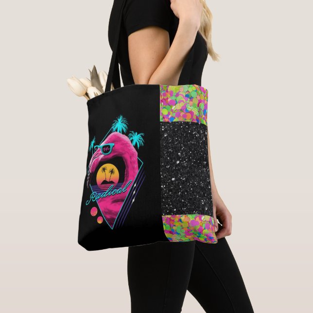 Bolsa Tote Neon Flamingo | brilho falso (Close Up)