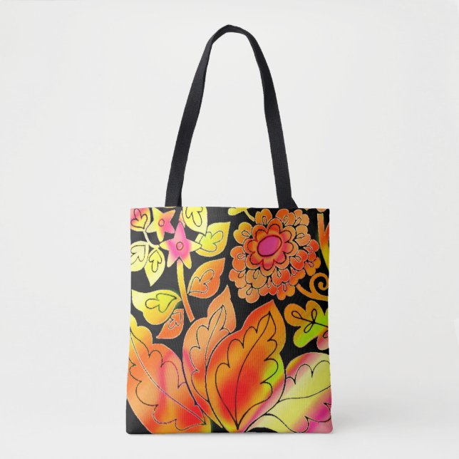 Bolsa Tote Neon Flowers (Frente)