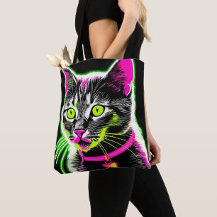 Bolsa Tote Neon Gatinho Feline Art