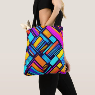 Bolsa Tote Neon Geométrico Abstrato