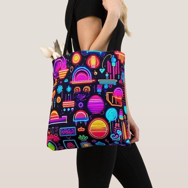 Bolsa Tote Neon Geométrico Abstrato (Close Up)