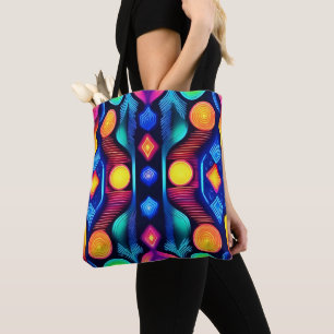 Bolsa Tote Neon Geométrico Mandala Art