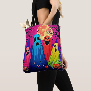 Bolsa Tote Neon Ghosts Halloween Party Design
