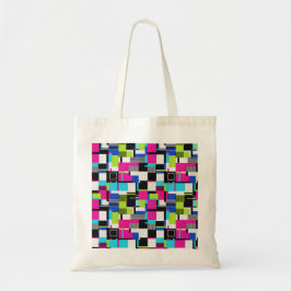 Bolsa Tote Neon Glitch Geometric Canvas Tote Bag