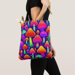 Bolsa Tote Neon Glow Mushroom Forest
