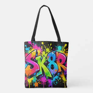 Bolsa Tote Neon Graffiti SK8R Colorida Skater Urba