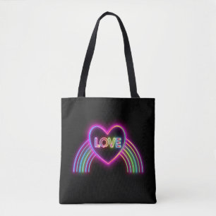 Bolsa Tote Neon Heart no Rainbow
