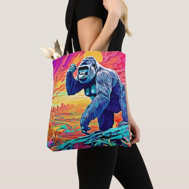 Bolsa Tote Neon Jungle Gorilla Urban Fantasy (Close Up)