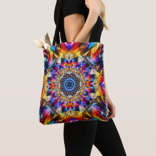Bolsa Tote Neon Kaleidoscope Design