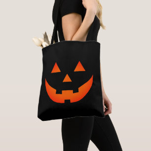 Bolsa Tote Néon-laranja-preto Jack o lanterno Halloween