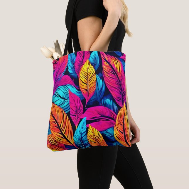 Bolsa Tote Neon Leaf Symphony (Close Up)