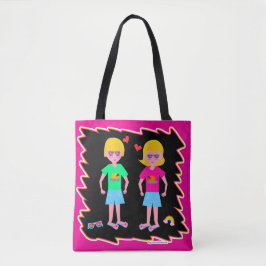Bolsa Tote Neon Love Fun Retro Retro Cuide Art Design