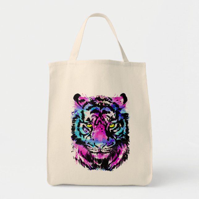 Bolsa Tote Neon Pink Tiger Head - Tigre (Frente)