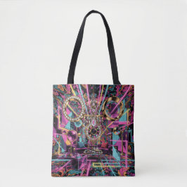 Bolsa Tote Neon Psychedelic Luxury Lounge Art