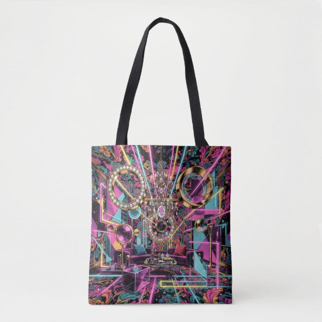 Bolsa Tote Neon Psychedelic Luxury Lounge Art (Frente)