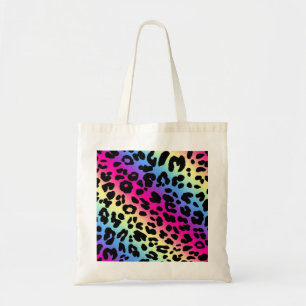 Bolsa Tote Neon Rainbow Leopard Pattern Impressão