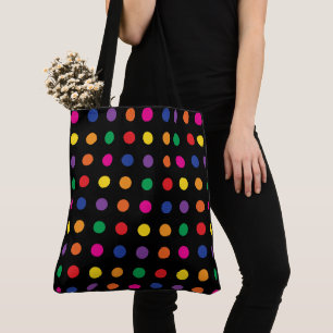 Bolsa Tote Neon Rainbow Pontos Em Preto