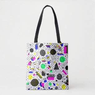 Bolsa Tote Neon Retro Memphis Geometric Chaos Pattern
