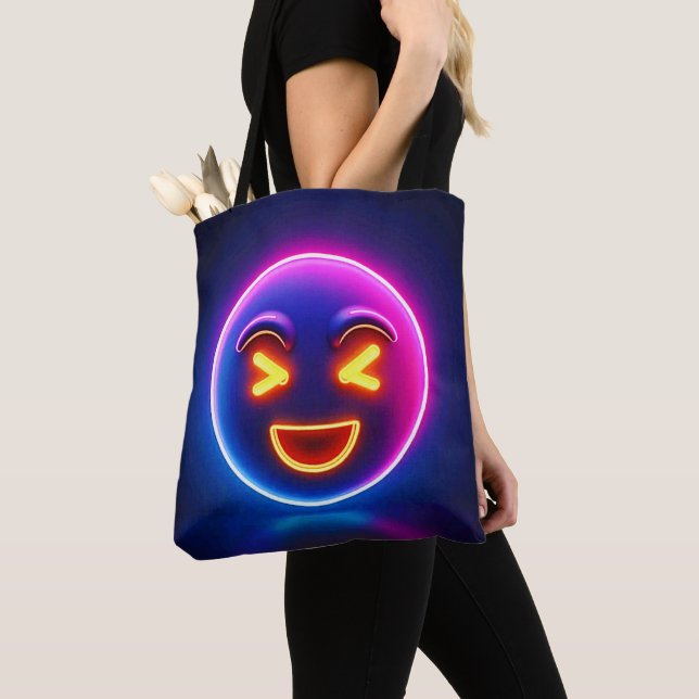Bolsa Tote Neon Rindo Emoji Joy (Close Up)