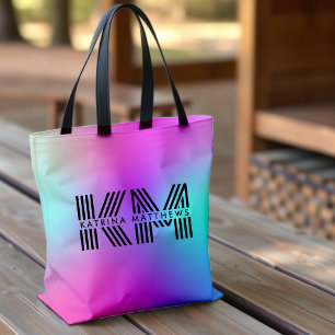 Bolsa Tote Neon Rosa Azul e Roxo Ombre Monograma