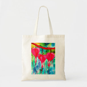 Bolsa Tote Neon rosa Hemorragia Corações flores de arte