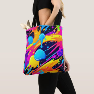 Bolsa Tote Neon Splatter Paint Art