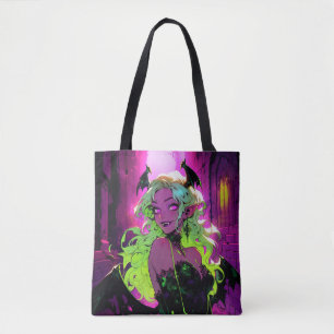 Bolsa Tote Neon Succubus Demon Anime Girl