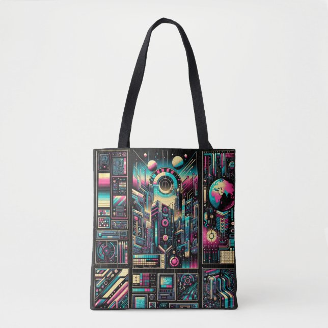 Bolsa Tote Neon Tech Odyssey (Frente)