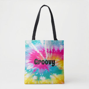 Bolsa Tote Neon Tie Dye Groovy Personalizado