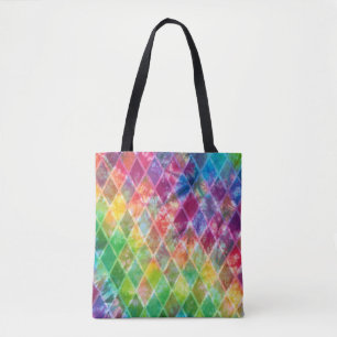 Bolsa Tote Neon Tie Dye Watercolor Harlequin Argyle